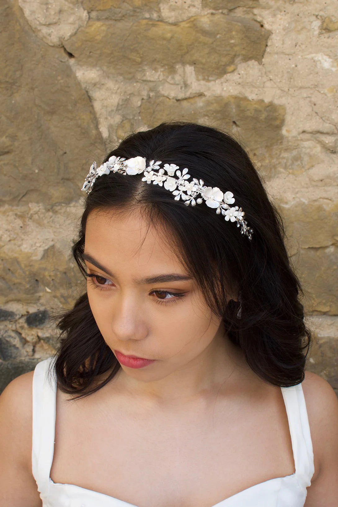 Windsor Bridal Elodie Headband, Silver Floral